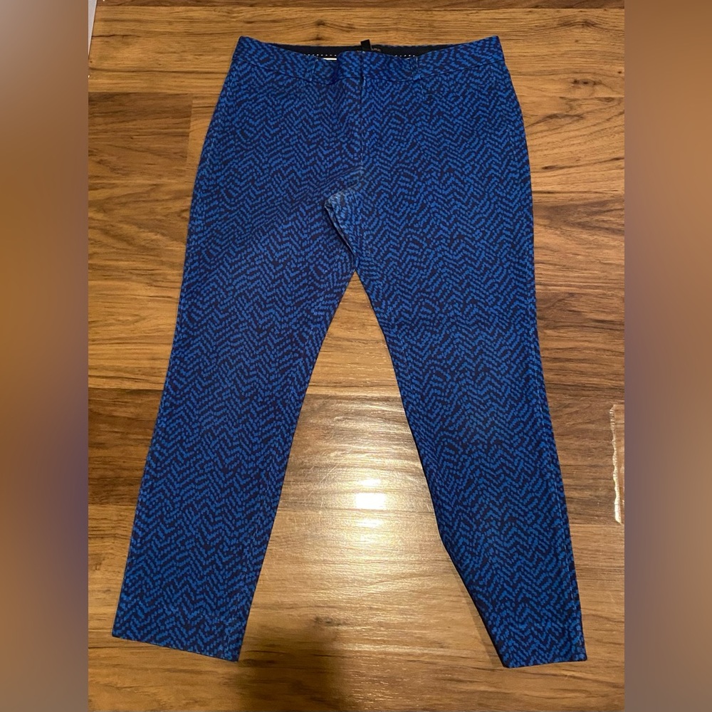 Banana Republic Sloan Geometric Blue Print Stretch Slim Ankle Dress Pants 8